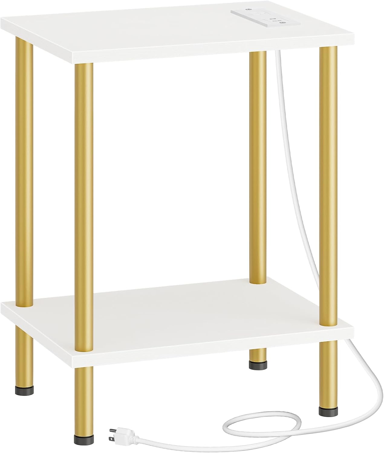 HOOBRO Side Table with Charging Station, Set of 2 End Tables with USB Port and Outlets, Nightstand with 2-Layer Storage Shelves for Small Spaces, Living Room, Bedroom, Rustic Brown BF09UBZP201