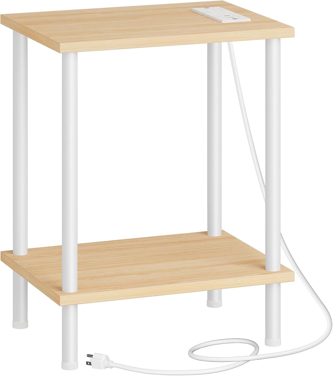 HOOBRO Side Table with Charging Station, Set of 2 End Tables with USB Port and Outlets, Nightstand with 2-Layer Storage Shelves for Small Spaces, Living Room, Bedroom, Rustic Brown BF09UBZP201