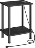 HOOBRO Side Table with Charging Station, Set of 2 End Tables with USB Port and Outlets, Nightstand with 2-Layer Storage Shelves for Small Spaces, Living Room, Bedroom, Rustic Brown BF09UBZP201