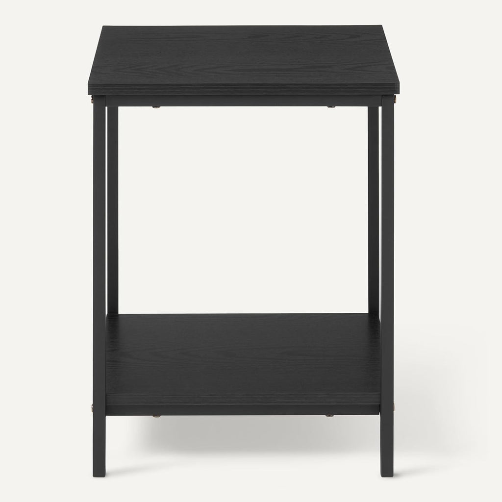 Amazon Basics - End Table with Bottom Shelf, Living Room Side Table, Steel Frame, Wooden Black