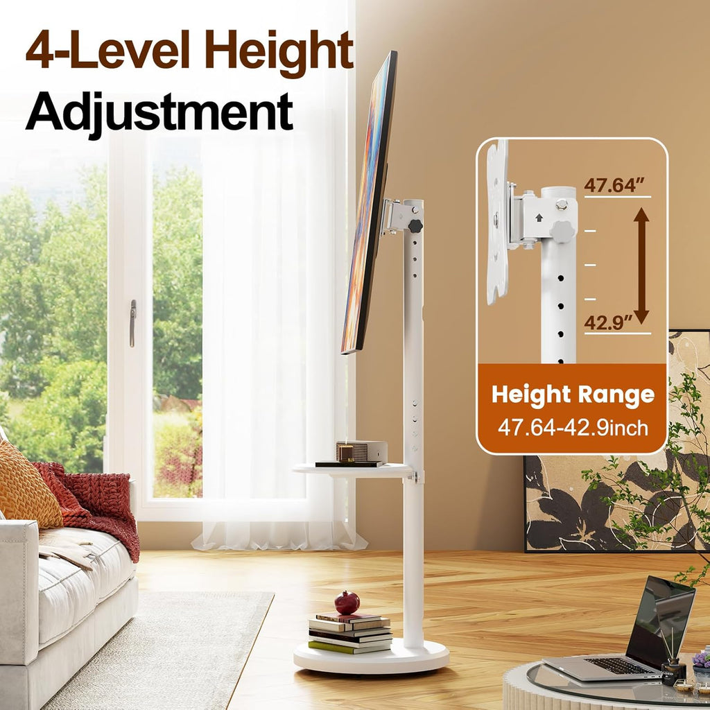 Rolling TV Stand with Wheels for 10-46 Inch Flat Screen TVs Up to 88lbs, Height Adjustable Portable TV Stand with Tilting & Rotating, Mobile TV Cart with with Shelf/Tray, Max VESA 200x200mm