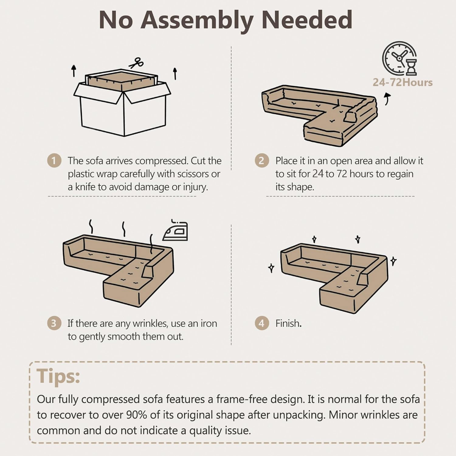 111" Modular Sectional Couches Luxury Modern Curved Back Sofa,Minimalist Comfy L-Shape Boneless Cloud Couch for Living Room Apartment,(Right Facing Chaise,White)