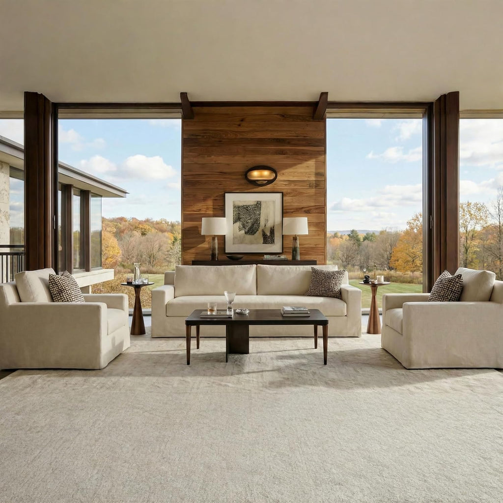 Modern Slipcovered Sofa with One-Piece Easy Removable Washable Fabric Cover, Minimalist Upholstered Deep Seat Cloud Couch for Living Room 2 Seater/Loveseat 80" Width with Ottoman