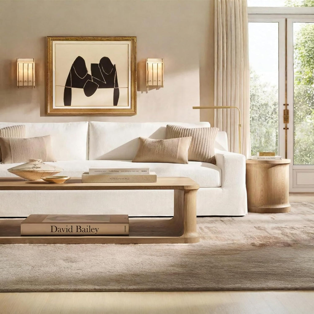 Modern Slipcovered Sofa with One-Piece Easy Removable Washable Fabric Cover, Minimalist Upholstered Deep Seat Cloud Couch for Living Room 2 Seater/Loveseat 80" Width with Ottoman