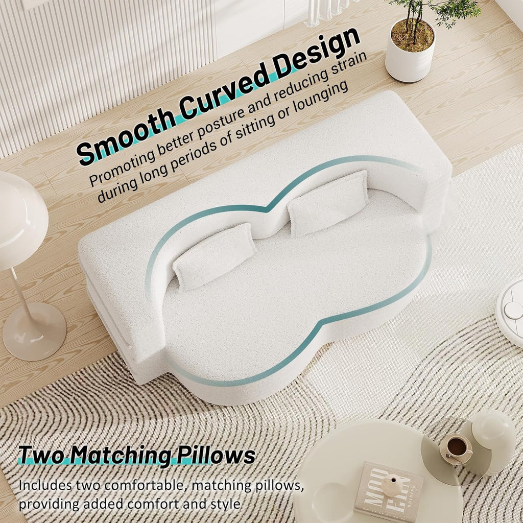 JOYBASE 78in Sofa Couch Convertible Oversized Cloud Loveseat Minimalist Sleeper Sofa Bed for Living Room, Apartment, Office, No Assembly Required (Beige)