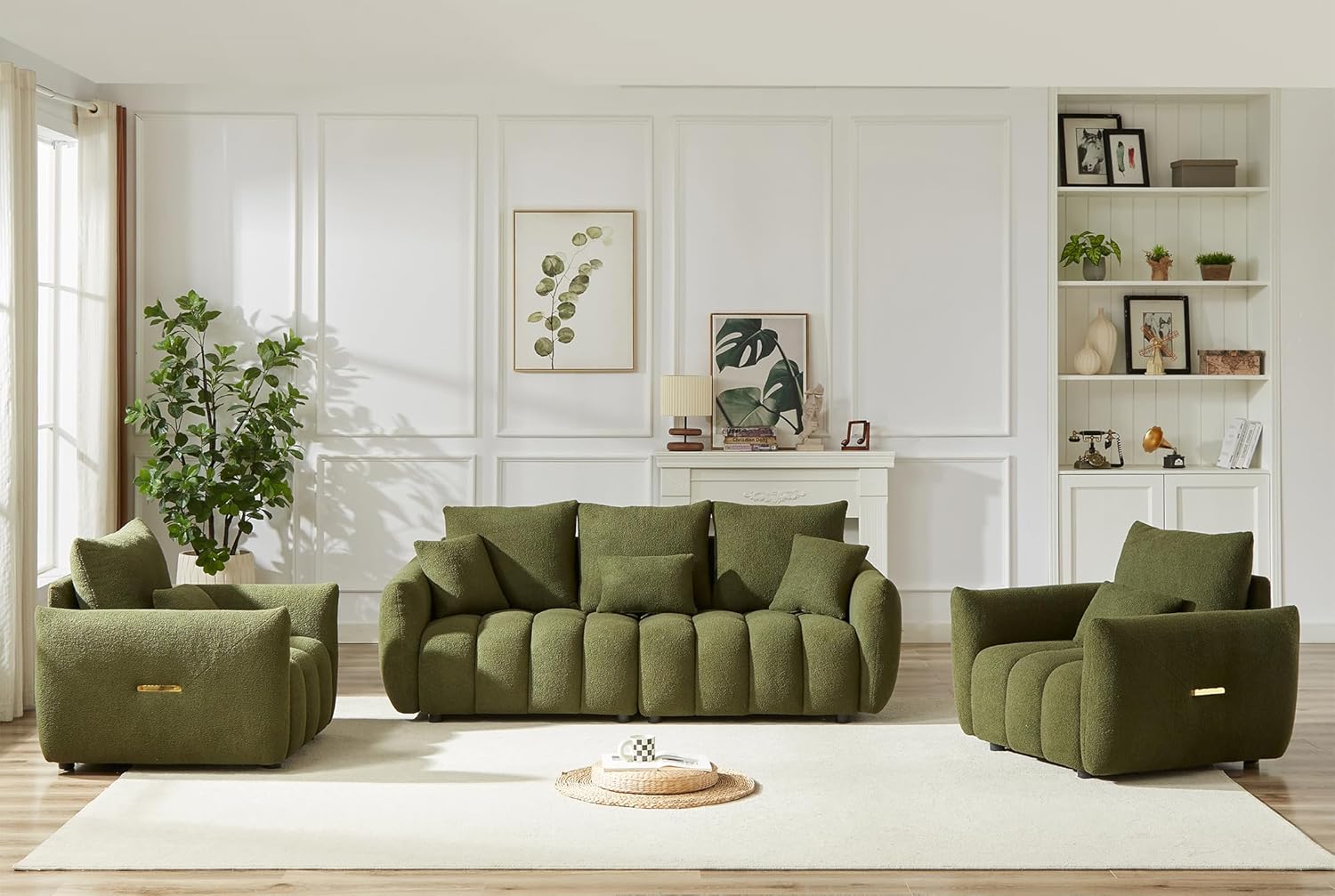 Antetek 78" Modern Sofa Couch, Comfy Deep Seat Teddy Cloud Sofa, Upholstered 3-Seater Boucle Couch, Oversized Loveseat for Living Room, Bedroom, Office, Apartment, Beige