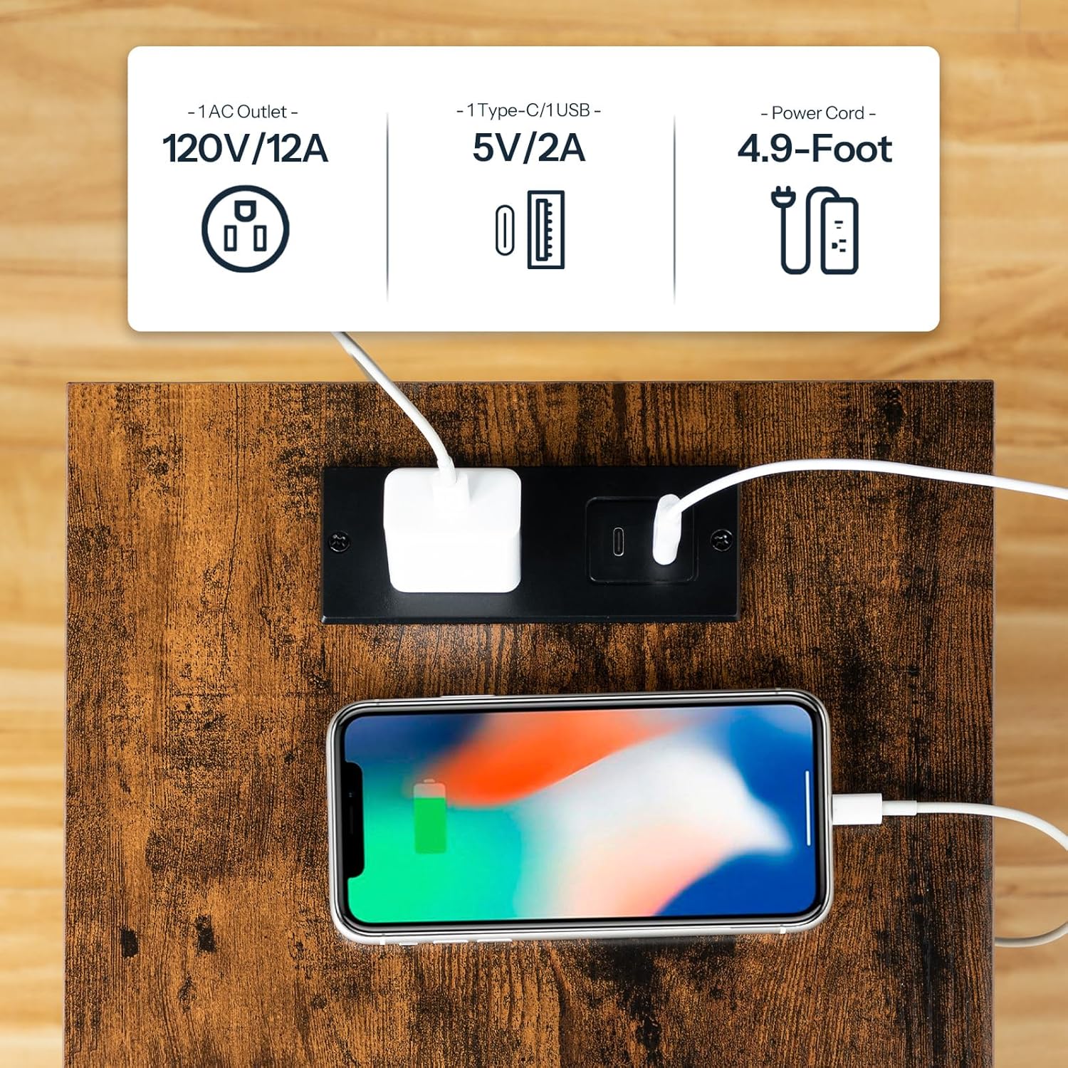 HOOBRO Side Table with Charging Station, Set of 2 End Tables with USB Port and Outlets, Nightstand with 2-Layer Storage Shelves for Small Spaces, Living Room, Bedroom, Rustic Brown BF09UBZP201